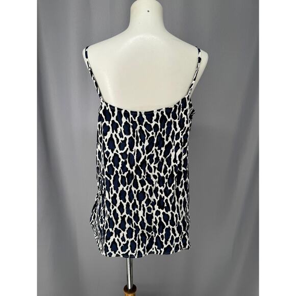 Equipment Femme Shirt Womens Large Blue Black Leopard Silk Cami Tank Top - Picture 3 of 12